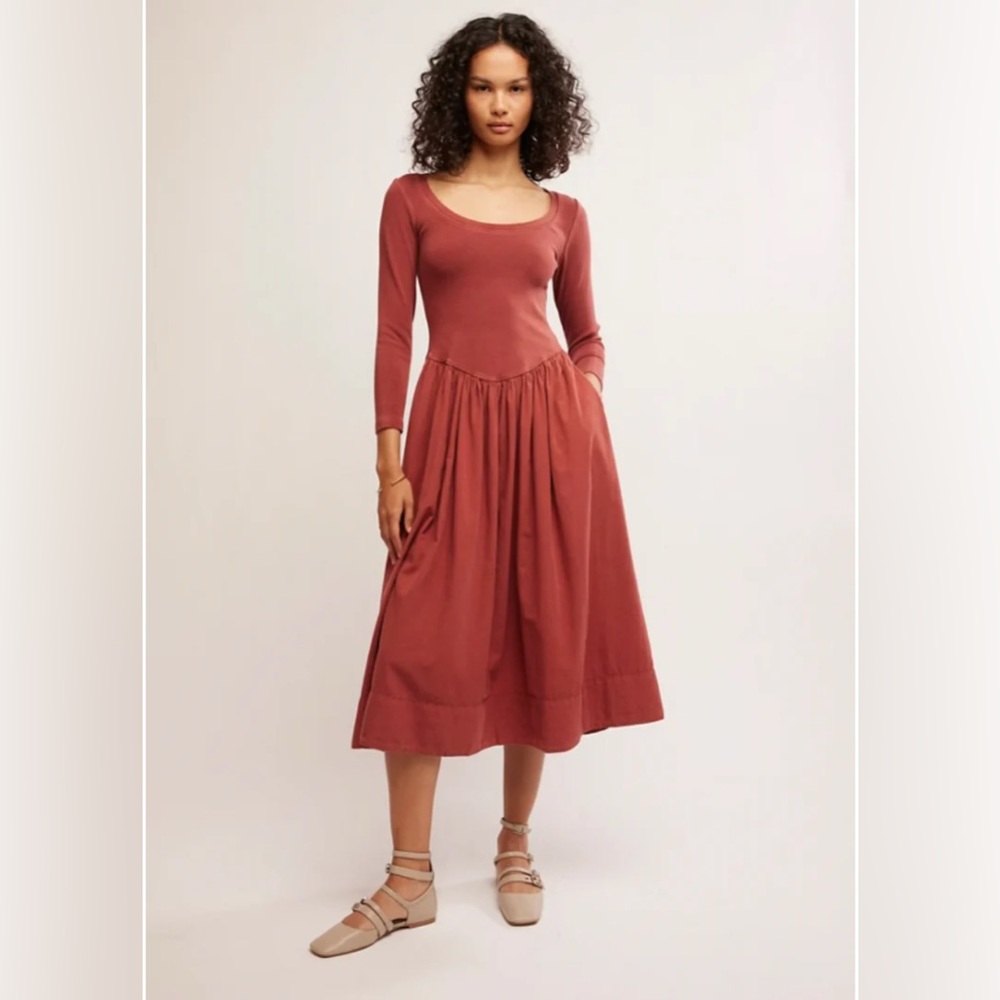 FREE PEOPLE X Aelia Midi Dress Mahogany Small